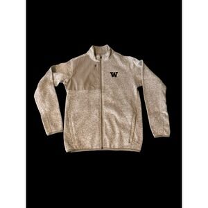 Washington Huskies Antigua 3 Pocket Full Zip Oatmeal - Size: Small